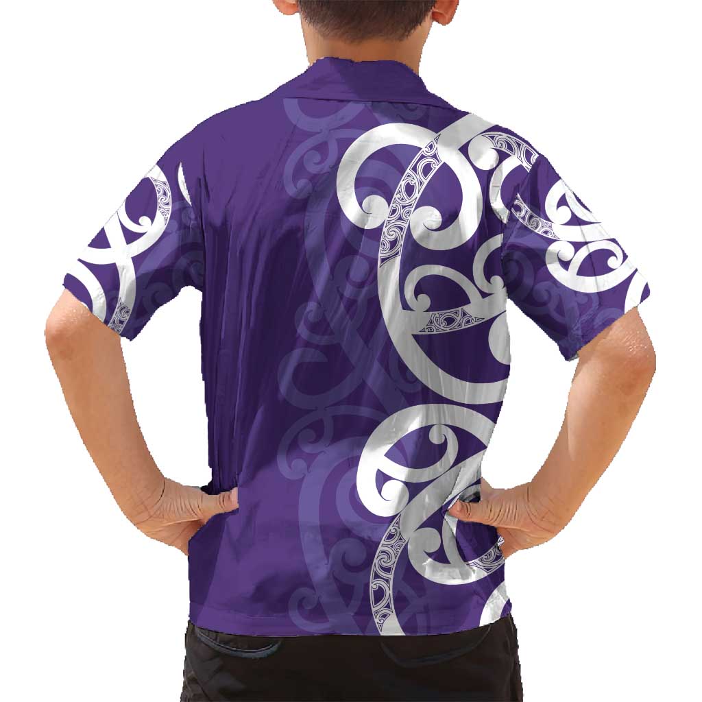 Violet Green Maori Family Matching Long Sleeve Bodycon Dress and Hawaiian Shirt Koru Kowhaiwhai LT7 - Polynesian Pride