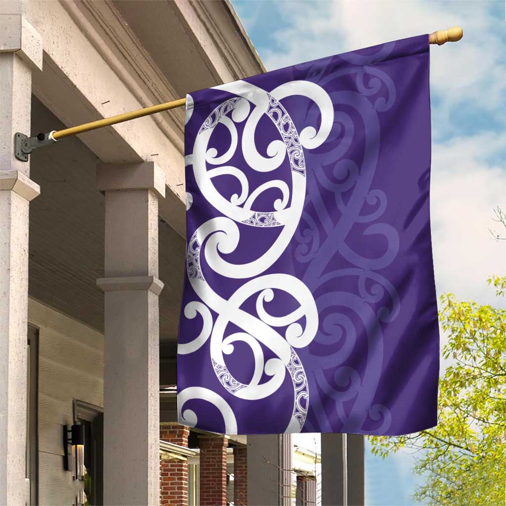 Violet Green Maori Garden Flag Koru Kowhaiwhai - Polynesian Pride