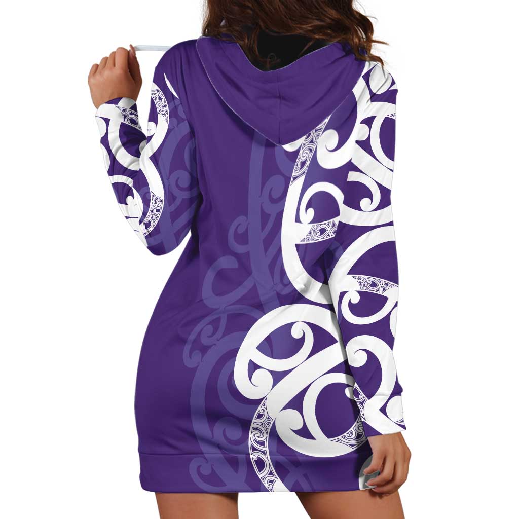 Violet Green Maori Hoodie Dress Koru Kowhaiwhai - Polynesian Pride