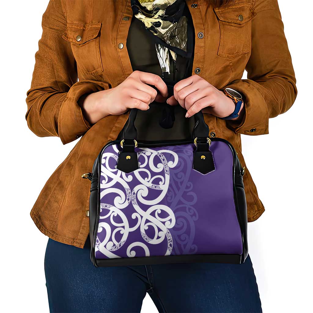 Violet Green Maori Shoulder Handbag Koru Kowhaiwhai - Polynesian Pride