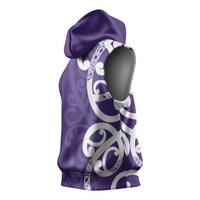 Violet Green Maori Sleeveless Hoodie Koru Kowhaiwhai - Polynesian Pride