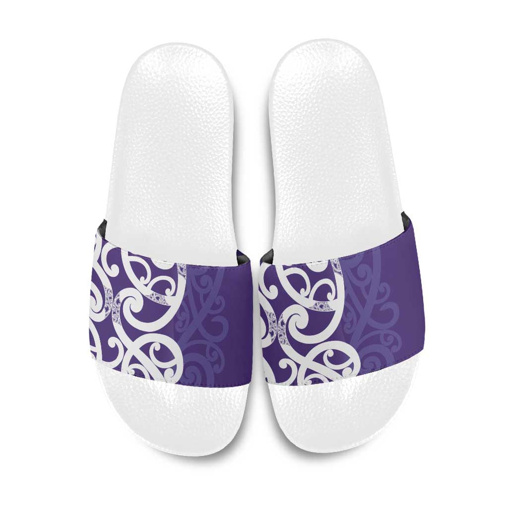 Violet Green Maori Slide Sandals Koru Kowhaiwhai - Polynesian Pride