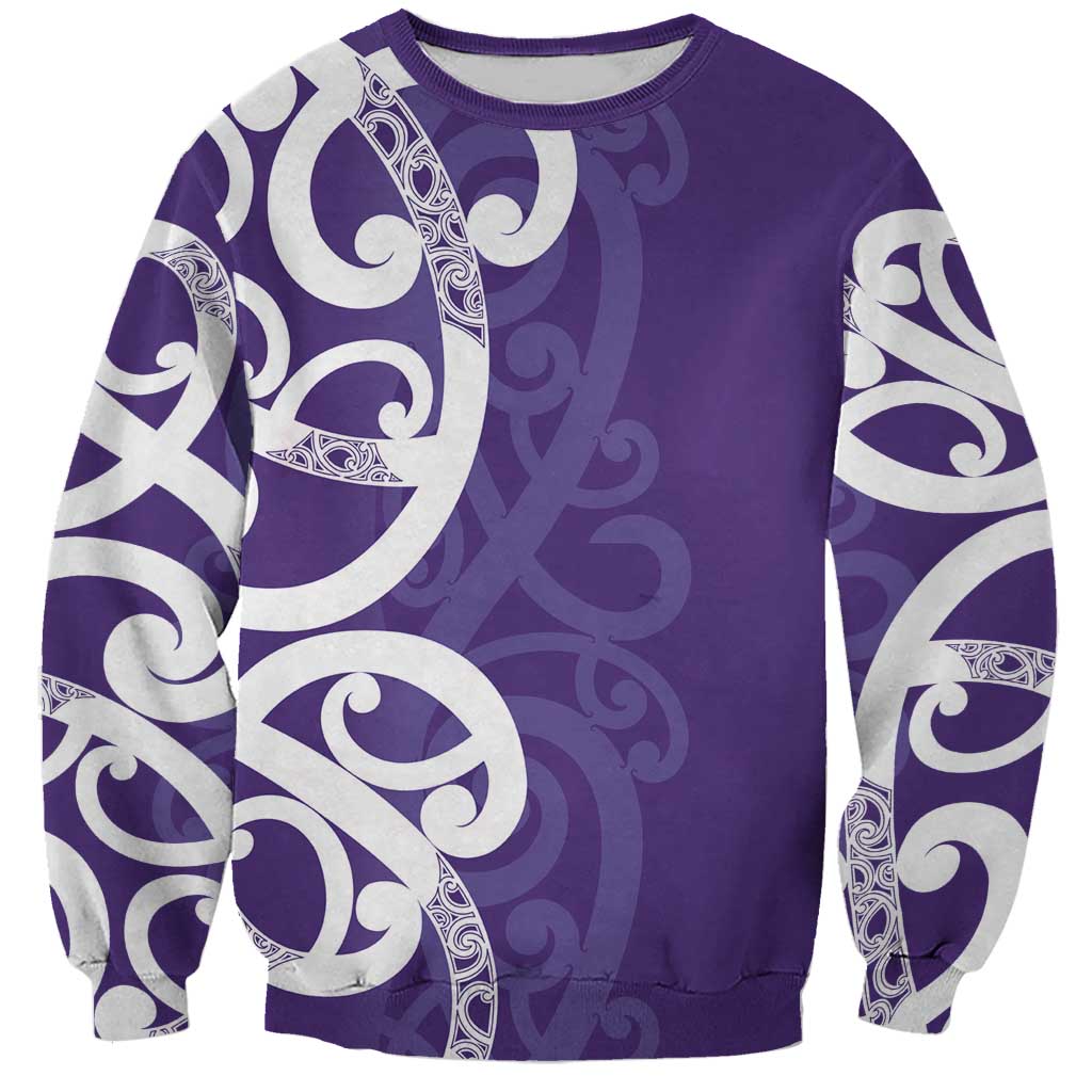 Violet Green Maori Sweatshirt Koru Kowhaiwhai - Polynesian Pride