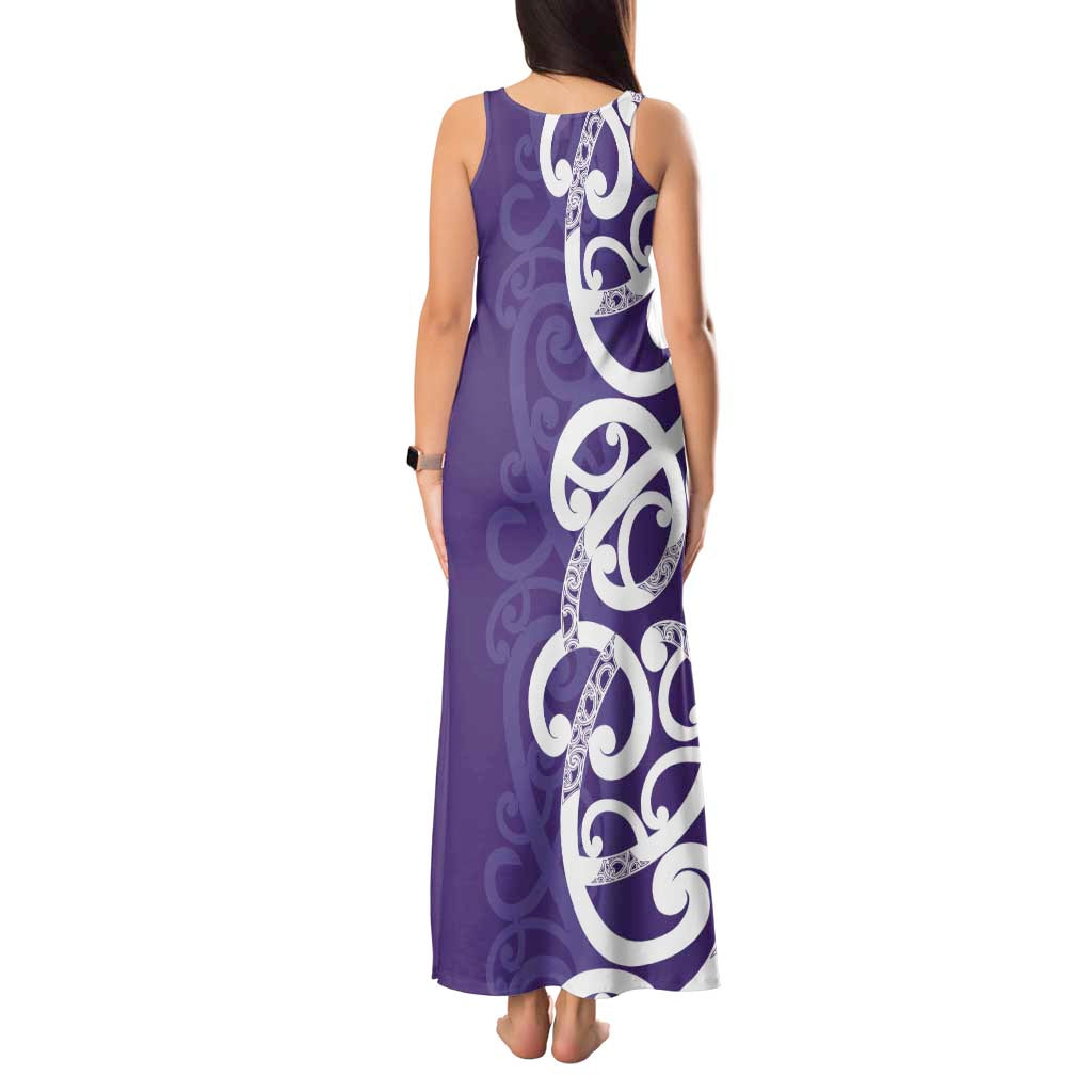 Violet Green Maori Tank Maxi Dress Koru Kowhaiwhai - Polynesian Pride