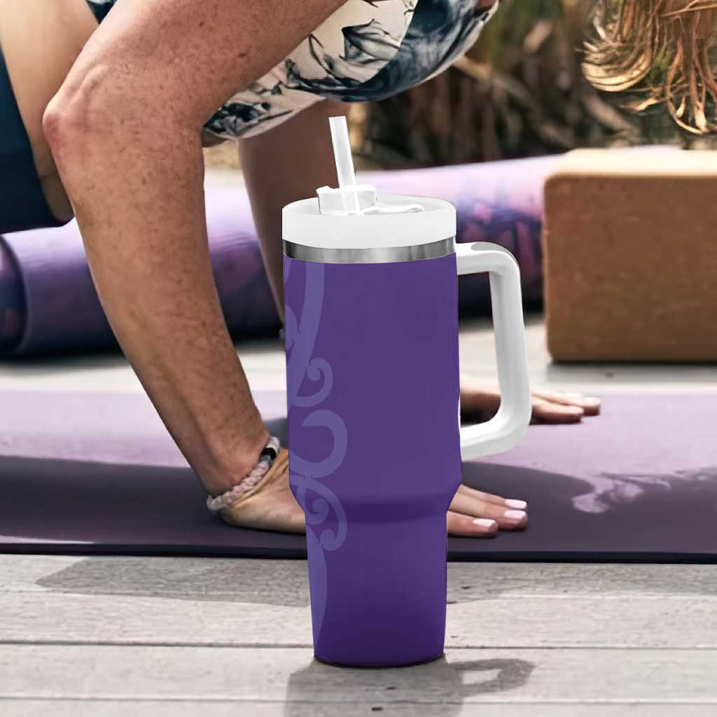 Violet Green Maori Tumbler With Handle Koru Kowhaiwhai - Polynesian Pride