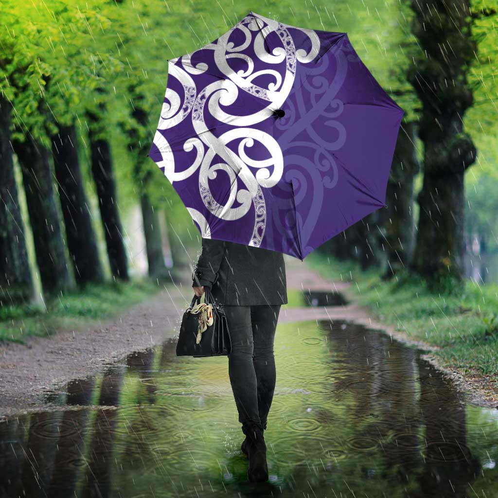 Violet Green Maori Umbrella Koru Kowhaiwhai - Polynesian Pride