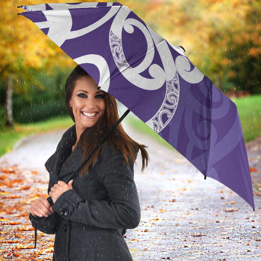 Violet Green Maori Umbrella Koru Kowhaiwhai - Polynesian Pride