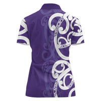 Violet Green Maori Women Polo Shirt Koru Kowhaiwhai - Polynesian Pride