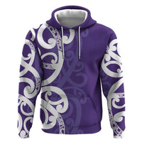 Violet Green Maori Zip Hoodie Koru Kowhaiwhai - Polynesian Pride
