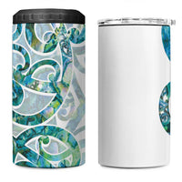 Paua Shell Maori 4 in 1 Can Cooler Tumbler Koru Kowhaiwhai LT7 One Size: 16 oz White - Polynesian Pride