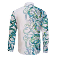 Paua Shell Maori Family Matching Off The Shoulder Long Sleeve Dress and Hawaiian Shirt Koru Kowhaiwhai LT7 - Polynesian Pride