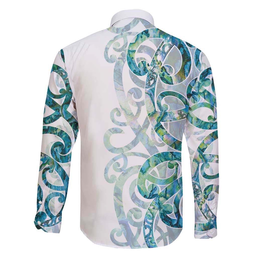 Paua Shell Maori Family Matching Off Shoulder Maxi Dress and Hawaiian Shirt Koru Kowhaiwhai LT7 - Polynesian Pride