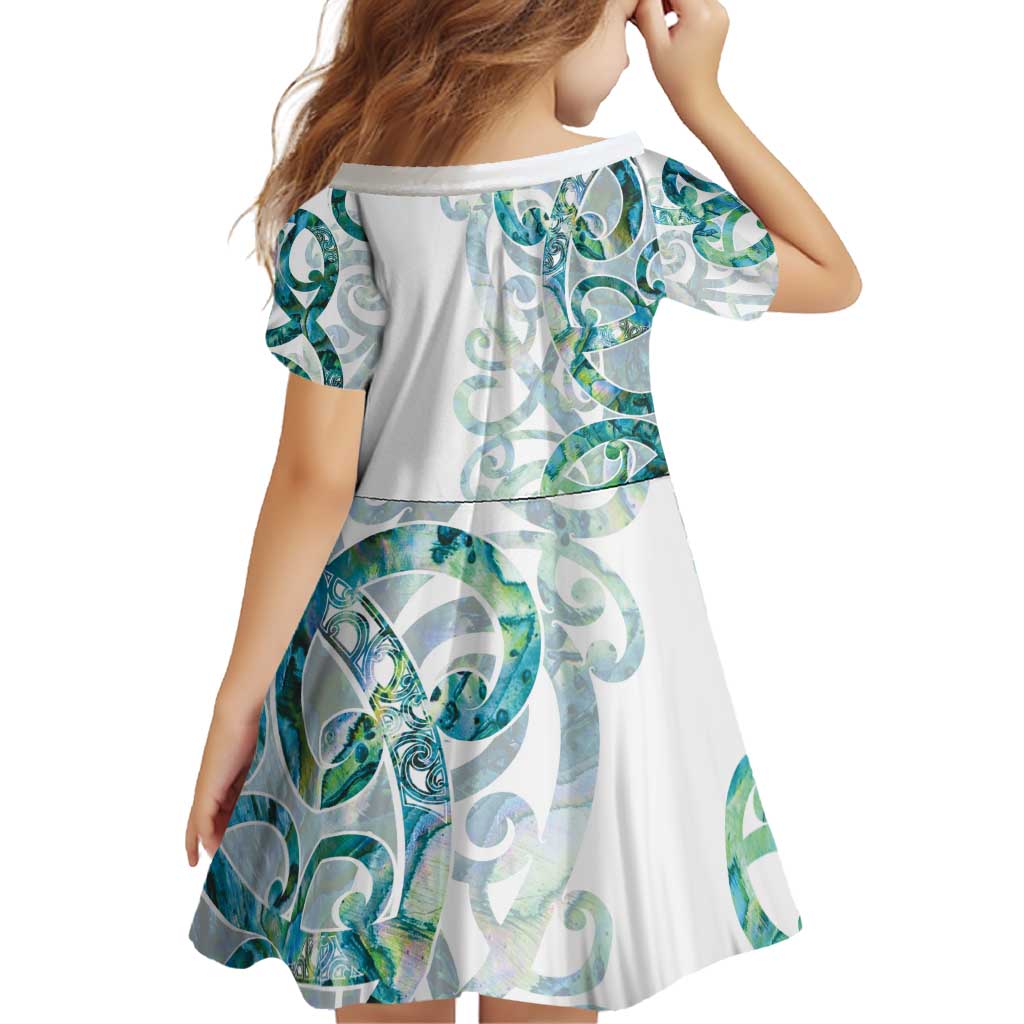 Paua Shell Maori Family Matching Off Shoulder Short Dress and Hawaiian Shirt Koru Kowhaiwhai LT7 - Polynesian Pride
