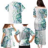 Paua Shell Maori Family Matching Puletasi and Hawaiian Shirt Koru Kowhaiwhai LT7 - Polynesian Pride