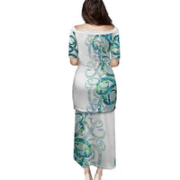 Paua Shell Maori Family Matching Puletasi and Hawaiian Shirt Koru Kowhaiwhai LT7 - Polynesian Pride