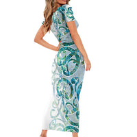 Paua Shell Maori Family Matching Short Sleeve Bodycon Dress and Hawaiian Shirt Koru Kowhaiwhai LT7 - Polynesian Pride