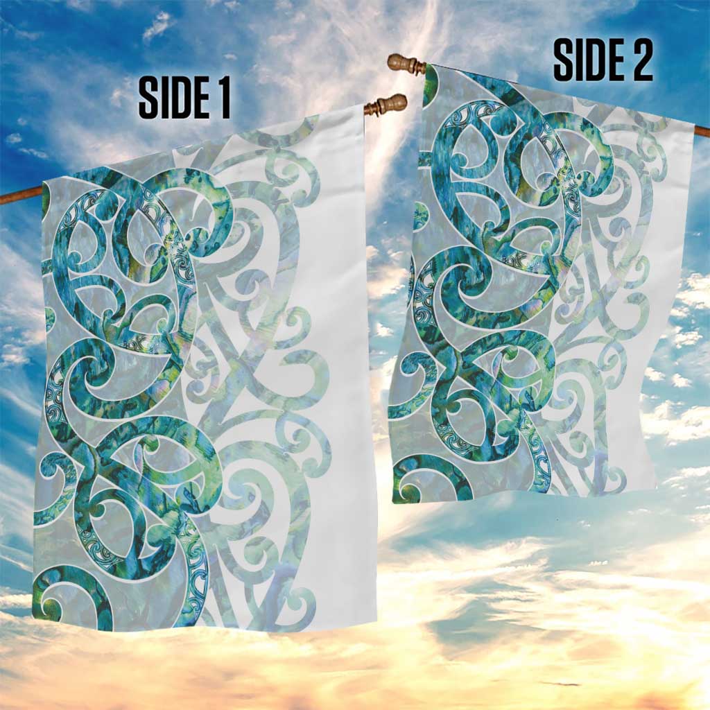 Paua Shell Maori Garden Flag Koru Kowhaiwhai - Polynesian Pride