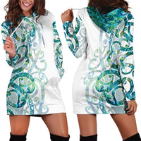 Paua Shell Maori Hoodie Dress Koru Kowhaiwhai - Polynesian Pride
