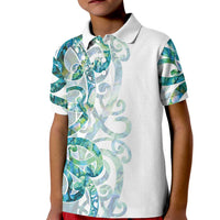 Paua Shell Maori Kid Polo Shirt Koru Kowhaiwhai - Polynesian Pride