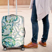 Paua Shell Maori Luggage Cover Koru Kowhaiwhai LT7 White - Polynesian Pride