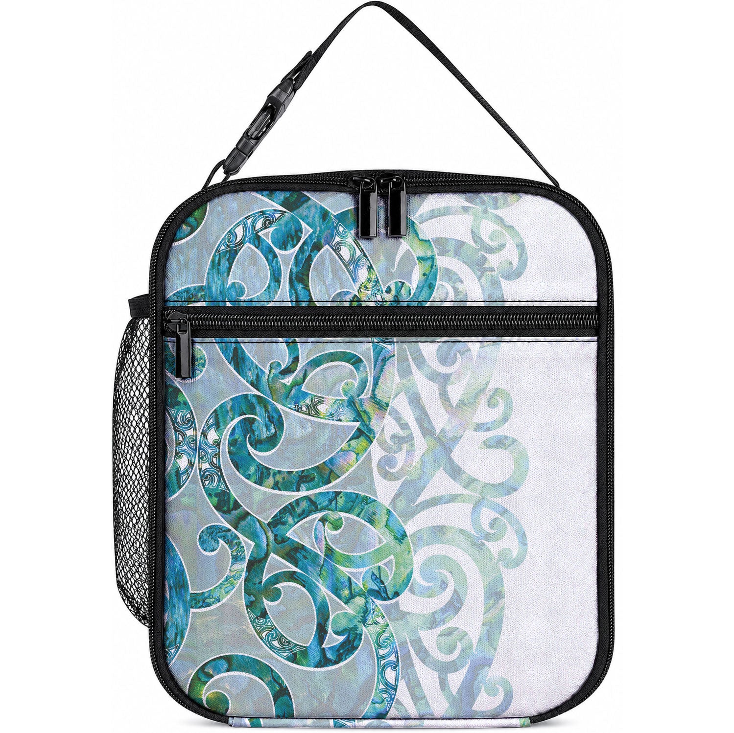 Paua Shell Maori Lunch Bag Koru Kowhaiwhai LT7 10.2 × 8.3 × 4.3 inch White - Polynesian Pride