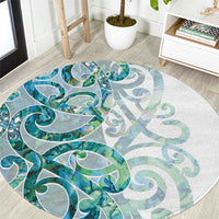 Paua Shell Maori Round Carpet Koru Kowhaiwhai - Polynesian Pride