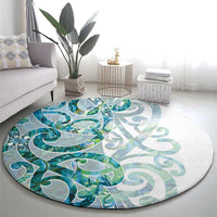Paua Shell Maori Round Carpet Koru Kowhaiwhai - Polynesian Pride