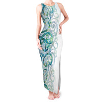 Paua Shell Maori Tank Maxi Dress Koru Kowhaiwhai - Polynesian Pride