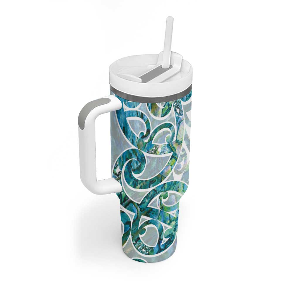 Paua Shell Maori Tumbler With Handle Koru Kowhaiwhai - Polynesian Pride