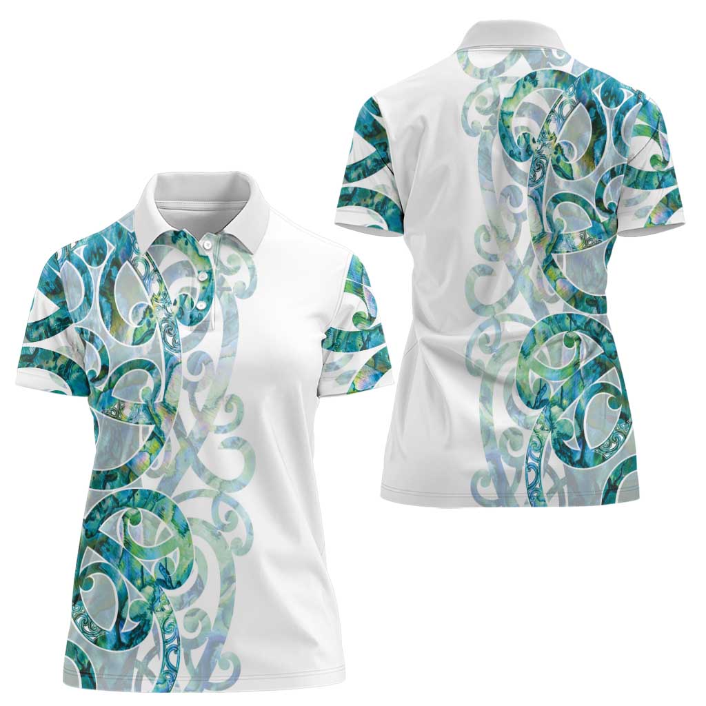 Paua Shell Maori Women Polo Shirt Koru Kowhaiwhai - Polynesian Pride
