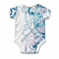 Turquoise Paua Shell Maori Baby Onesie Koru Kowhaiwhai