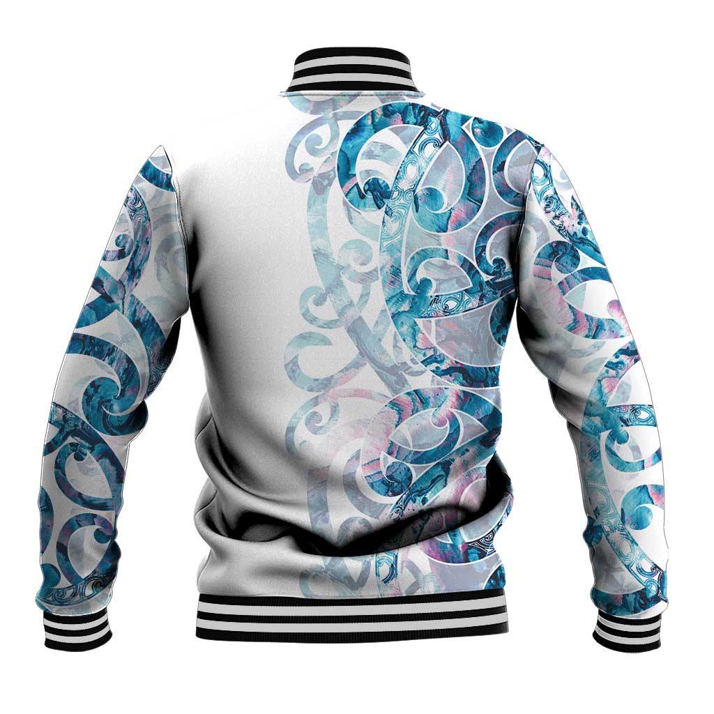 Turquoise Paua Shell Maori Baseball Jacket Koru Kowhaiwhai - Polynesian Pride