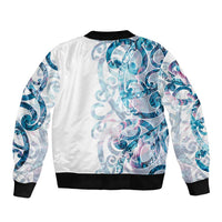 Turquoise Paua Shell Maori Bomber Jacket Koru Kowhaiwhai - Polynesian Pride