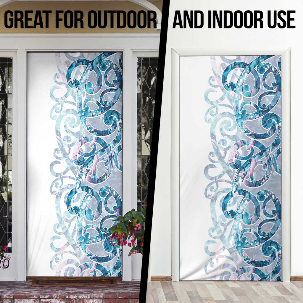 Turquoise Paua Shell Maori Door Cover Koru Kowhaiwhai - Polynesian Pride