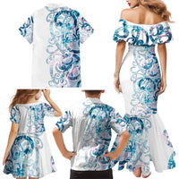 Turquoise Paua Shell Maori Family Matching Mermaid Dress and Hawaiian Shirt Koru Kowhaiwhai LT7 - Polynesian Pride