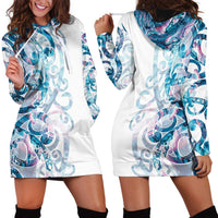 Turquoise Paua Shell Maori Hoodie Dress Koru Kowhaiwhai LT7 - Polynesian Pride