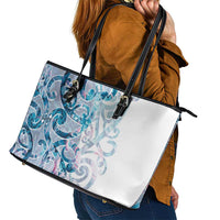 Turquoise Paua Shell Maori Leather Tote Bag Koru Kowhaiwhai - Polynesian Pride