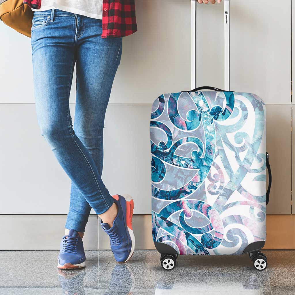 Turquoise Paua Shell Maori Luggage Cover Koru Kowhaiwhai - Polynesian Pride