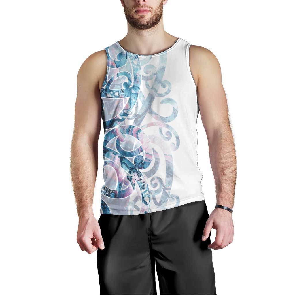 Turquoise Paua Shell Maori Men Tank Top Koru Kowhaiwhai - Polynesian Pride
