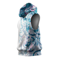 Turquoise Paua Shell Maori Sleeveless Hoodie Koru Kowhaiwhai - Polynesian Pride