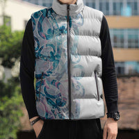 Turquoise Paua Shell Maori Sleeveless Puffer Jacket Koru Kowhaiwhai - Polynesian Pride