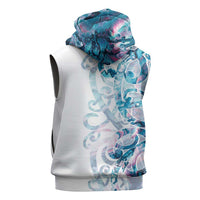 Turquoise Paua Shell Maori Sleeveless Zip Hoodie Koru Kowhaiwhai LT7 - Polynesian Pride