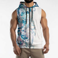 Turquoise Paua Shell Maori Sleeveless Zip Hoodie Koru Kowhaiwhai LT7 - Polynesian Pride