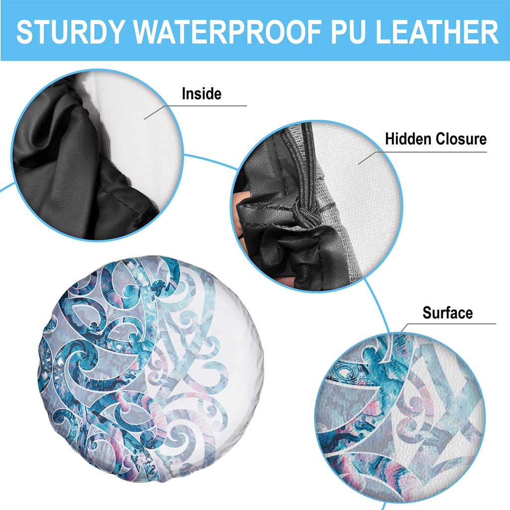 Turquoise Paua Shell Maori Spare Tire Cover Koru Kowhaiwhai - Polynesian Pride