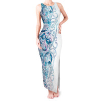 Turquoise Paua Shell Maori Tank Maxi Dress Koru Kowhaiwhai - Polynesian Pride