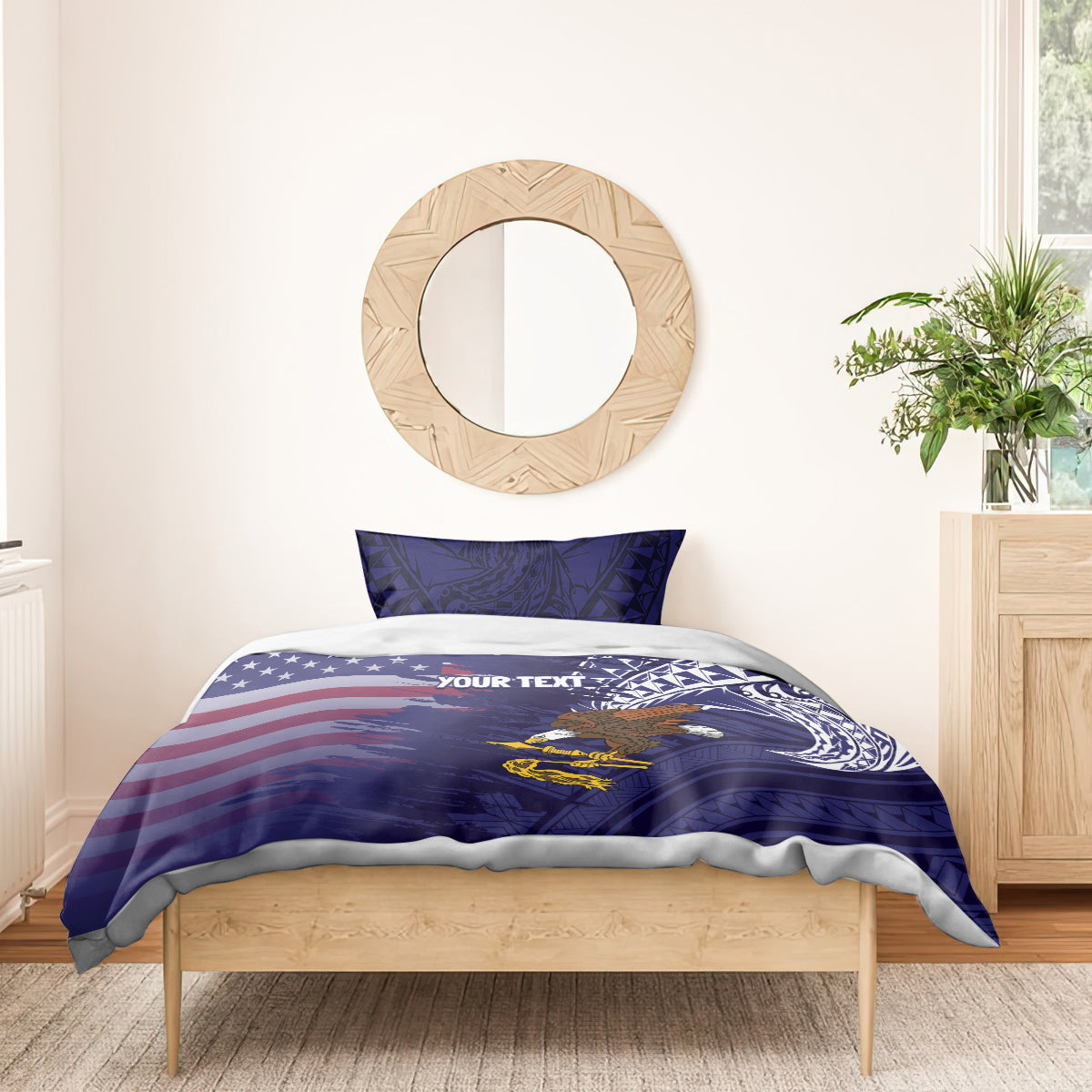 American Samoa Mix US Bedding Set Flag Day Grunge Style