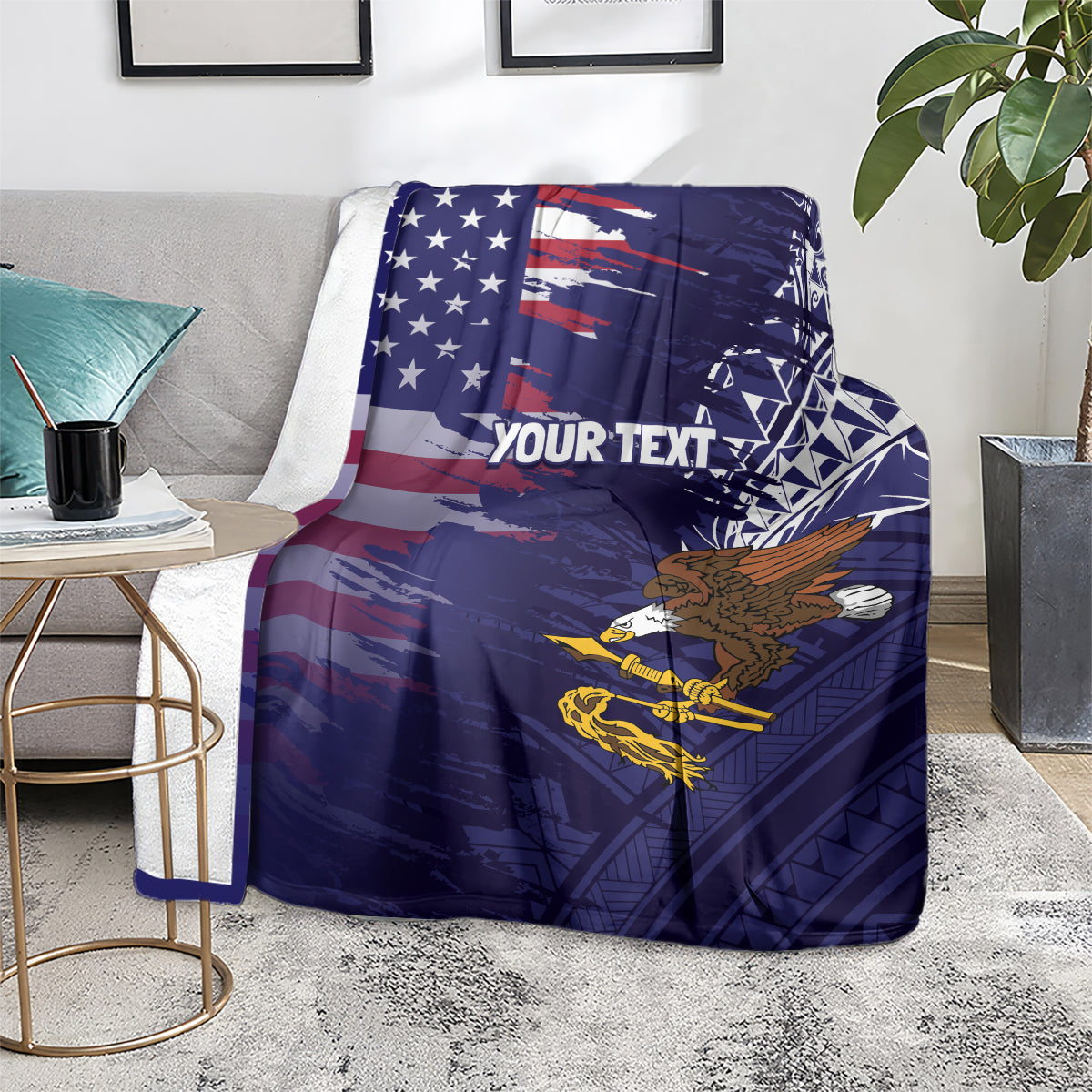 American Samoa Mix US Blanket Flag Day Grunge Style