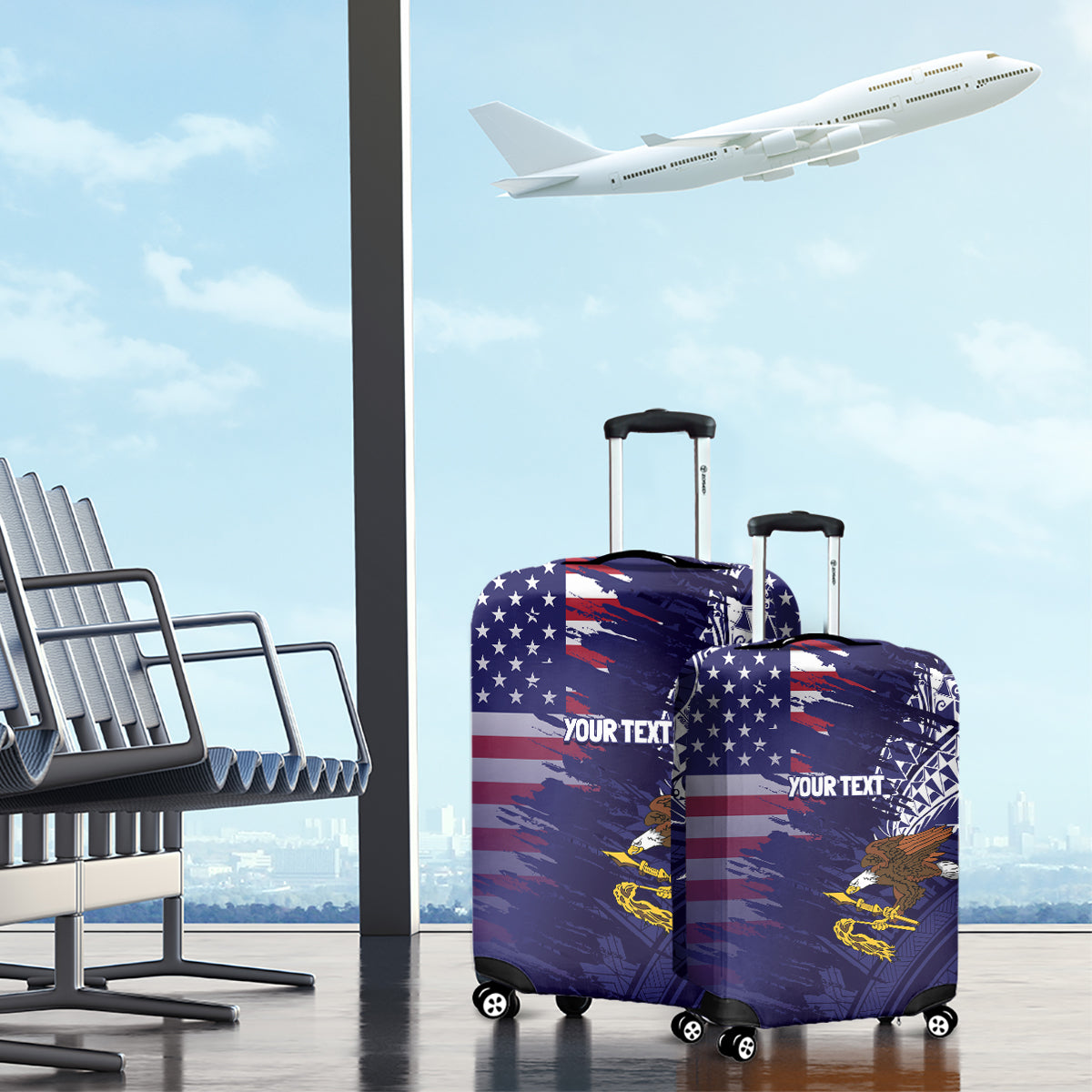 American Samoa Mix US Luggage Cover Flag Day Grunge Style