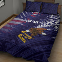 American Samoa Mix US Quilt Bed Set Flag Day Grunge Style