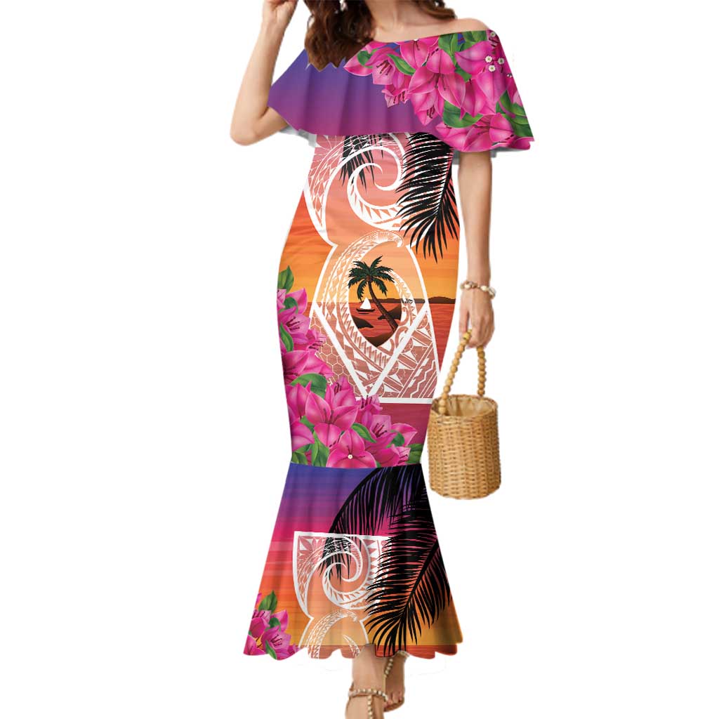 Guam Chamorro Family Matching Mermaid Dress and Hawaiian Shirt Artsy Latte Stone LT7 Mom's Dress Art - Polynesian Pride